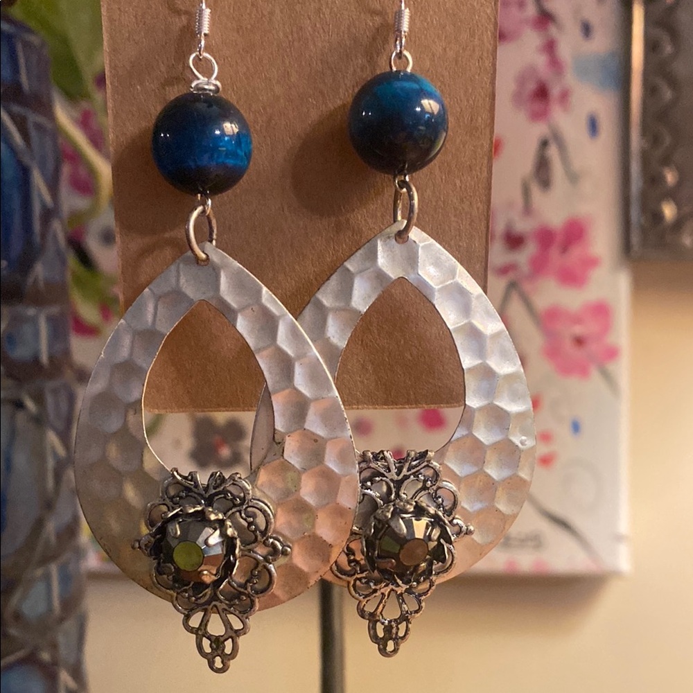 Elegant Silver and Blue Dangle Earrings
